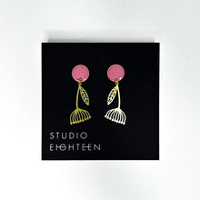 Load image into Gallery viewer, DANDELION Brass + Porcelain Earrings
