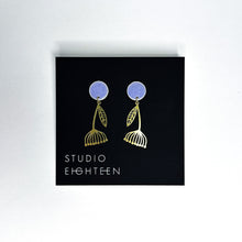 Load image into Gallery viewer, DANDELION Brass + Porcelain Earrings
