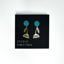 Load image into Gallery viewer, DANDELION Brass + Porcelain Earrings
