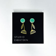 Load image into Gallery viewer, DANDELION Brass + Porcelain Earrings
