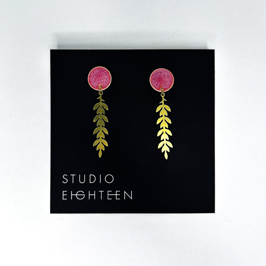 VINE Brass + Porcelain Earrings