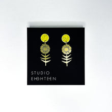 Load image into Gallery viewer, SUNFLOWER Brass + Porcelain Earrings
