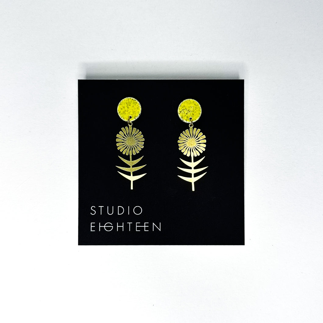 SUNFLOWER Brass + Porcelain Earrings