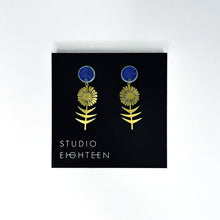 Load image into Gallery viewer, SUNFLOWER Brass + Porcelain Earrings
