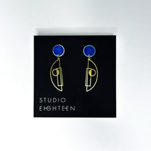 Load image into Gallery viewer, GEOMETRIC FACE Brass + Porcelain Earrings
