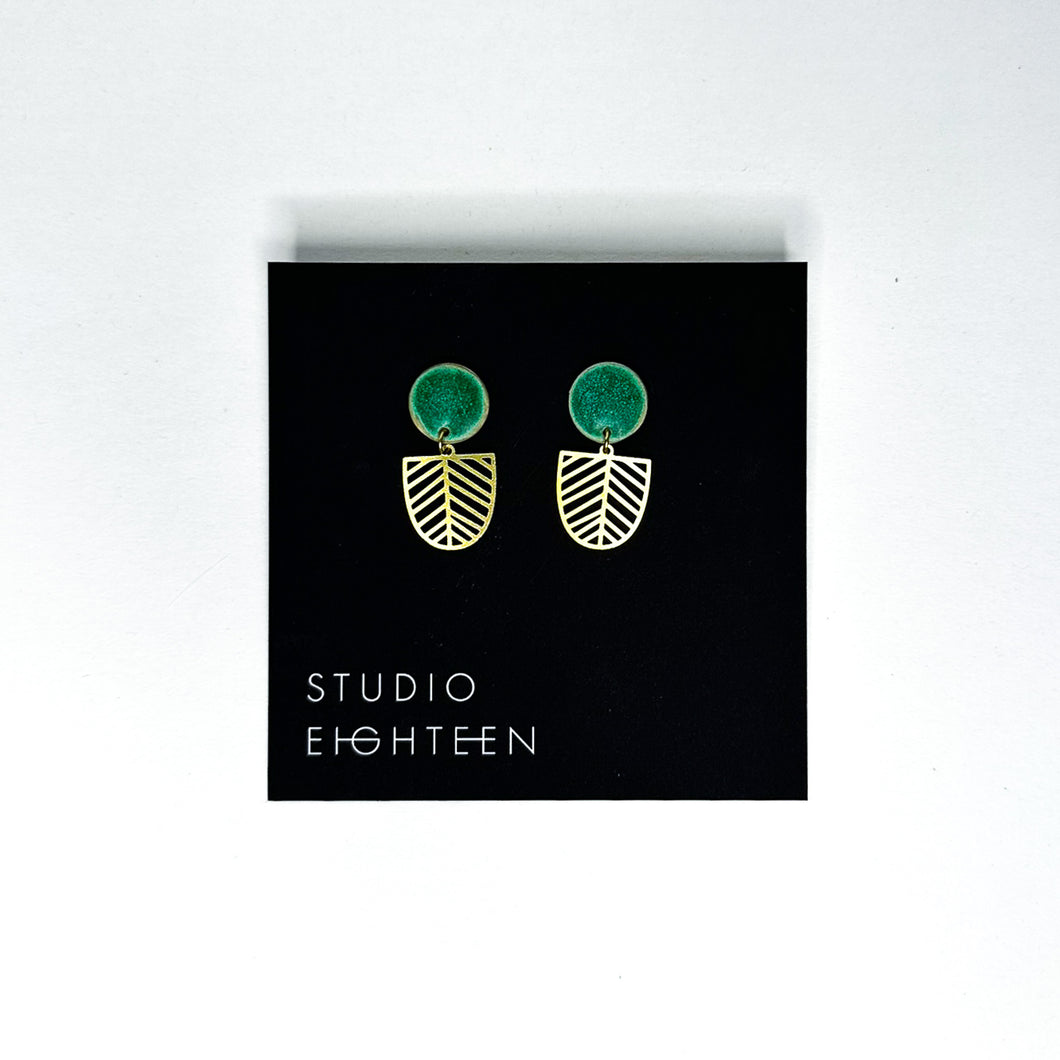 LEAF Brass + Porcelain Earrings