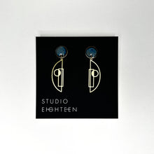 Load image into Gallery viewer, GEOMETRIC FACE Brass + Porcelain Earrings
