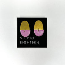 Load image into Gallery viewer, ELLIPSE Brass + Porcelain Earrings
