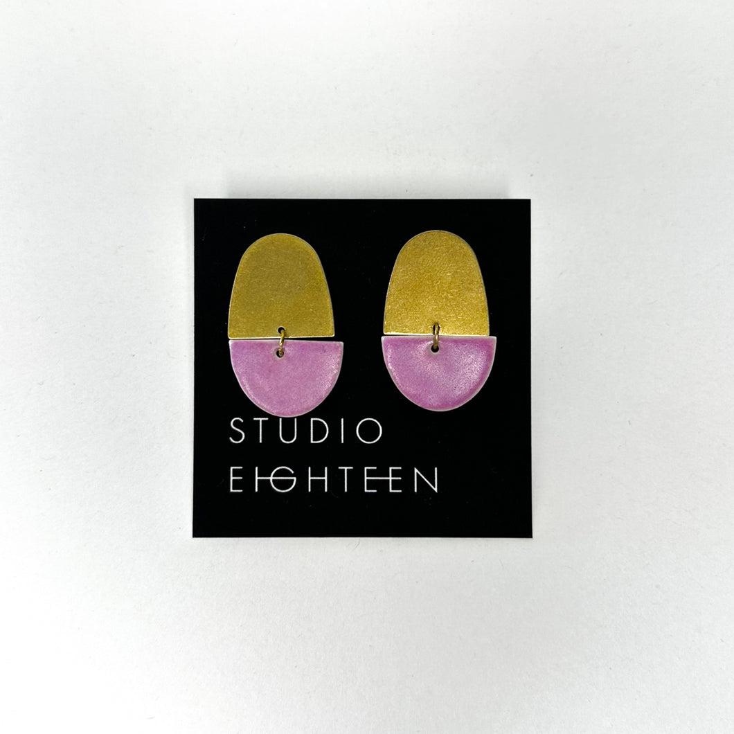 ELLIPSE Brass + Porcelain Earrings