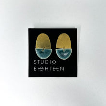 Load image into Gallery viewer, ELLIPSE Brass + Porcelain Earrings
