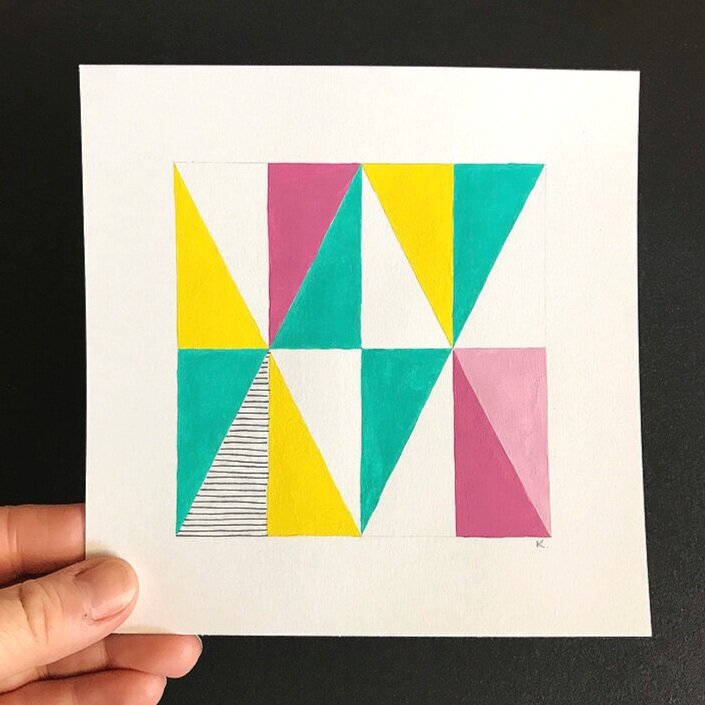 TRIANGLE Painting - Pink + Yellow + Aqua