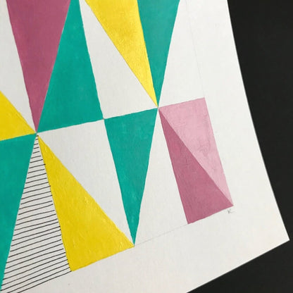 TRIANGLE Painting - Pink + Yellow + Aqua